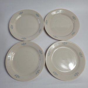 FOUR Corelle Corning Lace Bouquet Bread Plates Cream with Blue Floral Wh…